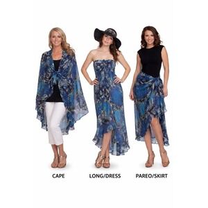 The Rio Wrap Effortless Styling Accessory Paisley Dress Skirt Shirt‎ Blue NWOT